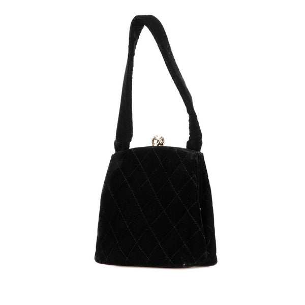 シャネル マトラッセ ココマーク ミニハンドバッグ ブラック ベロア レディース CHANEL 【中古】