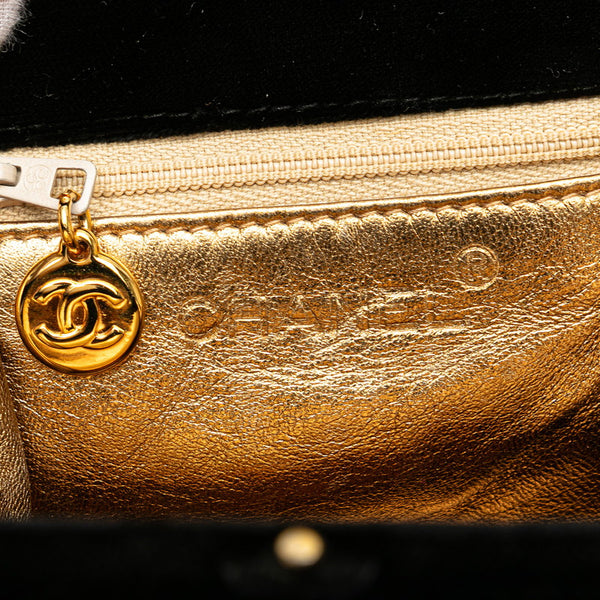 シャネル マトラッセ ココマーク ミニハンドバッグ ブラック ベロア レディース CHANEL 【中古】