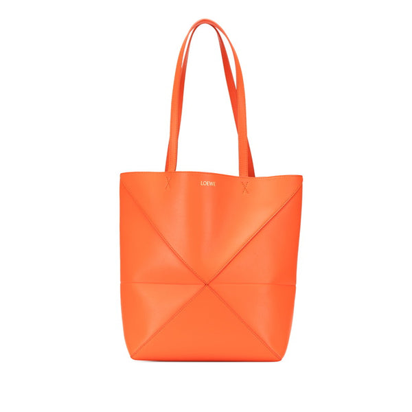 ロエベ パズルフォルドトート ミディアム トートバッグ オレンジ レザー レディース LOEWE 【中古】