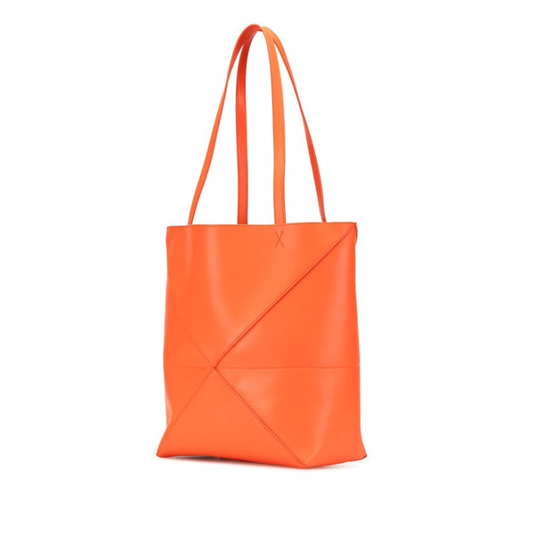 ロエベ パズルフォルドトート ミディアム トートバッグ オレンジ レザー レディース LOEWE 【中古】