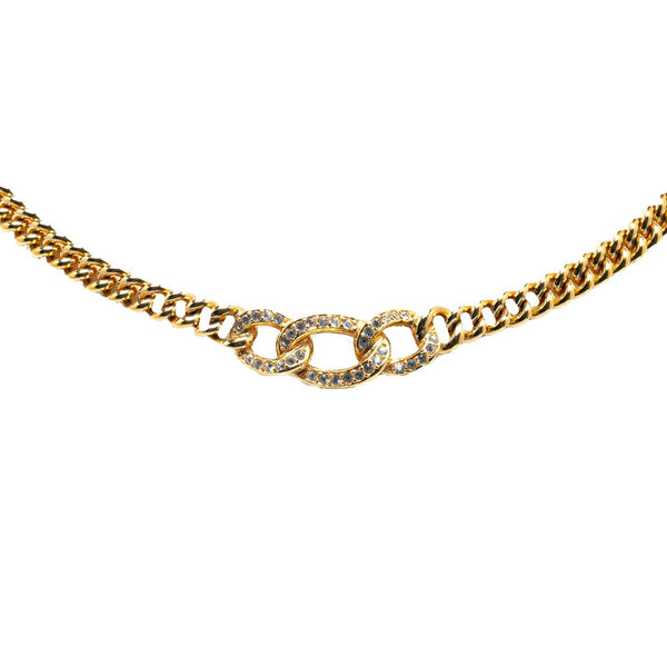 ディオール トリプル ラウンド ラインストーン ネックレス ゴールド メッキ レディース Dior 【中古】