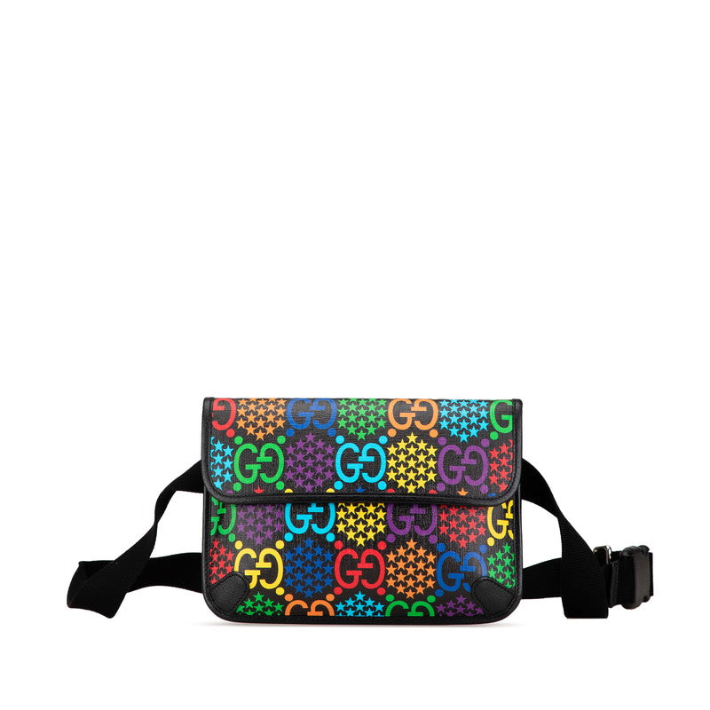 グッチ GGサイケデリック ウエストバッグ ボディバッグ 598113 ブラック マルチカラー PVC レザー レディース GUCCI 【中古】