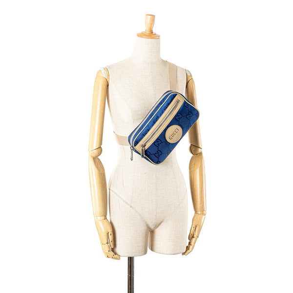 グッチ GGナイロン オブ ザ グリッド ボディバッグ ウエストバッグ 631341 ブルー ベージュ ナイロン レザー レディース GUCCI 【中古】