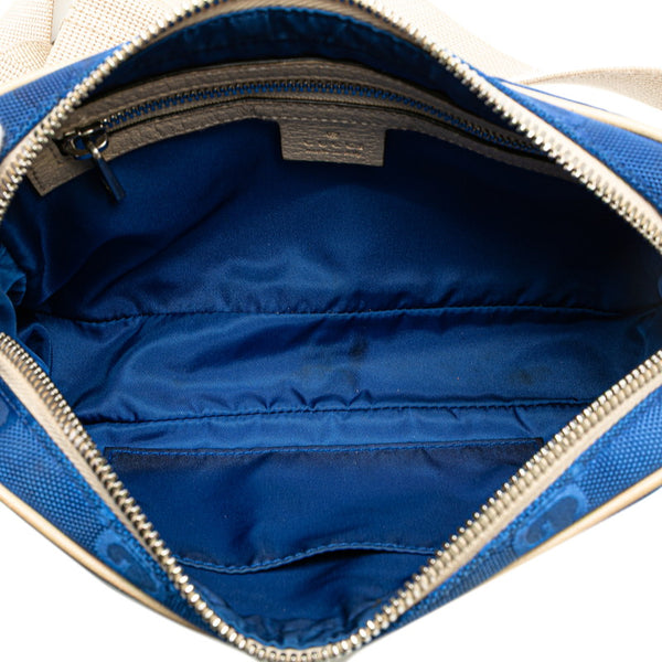 グッチ GGナイロン オブ ザ グリッド ボディバッグ ウエストバッグ 631341 ブルー ベージュ ナイロン レザー レディース GUCCI 【中古】