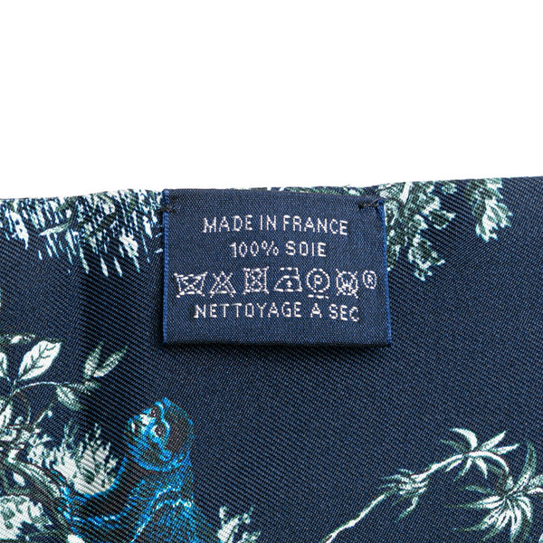 エルメス マキシツイリー 動物 アニマル 植物 モチーフ スカーフ ネイビー グレー マルチカラー シルク レディース HERMES 【中古】