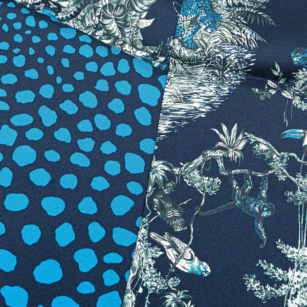 エルメス マキシツイリー 動物 アニマル 植物 モチーフ スカーフ ネイビー グレー マルチカラー シルク レディース HERMES 【中古】