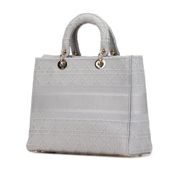ディオール レディディーライト カナージュ ハンドバッグ ショルダーバッグ 2WAY グレー キャンバス レディース Dior 【中古】