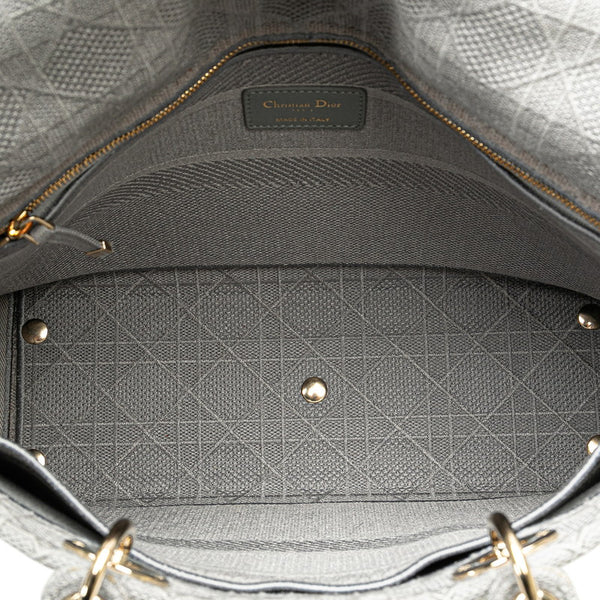 ディオール レディディーライト カナージュ ハンドバッグ ショルダーバッグ 2WAY グレー キャンバス レディース Dior 【中古】