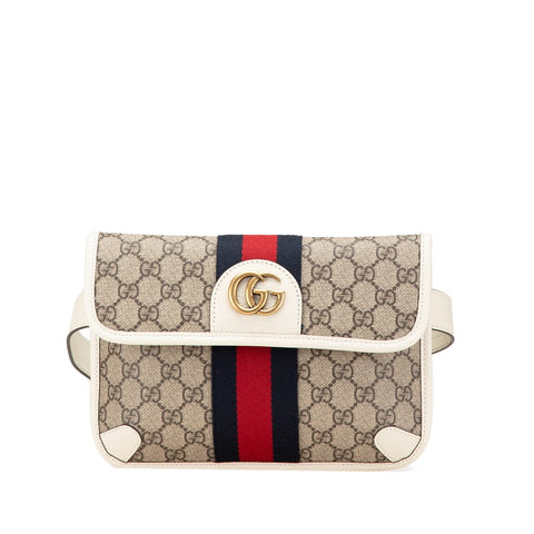グッチ GGスプリーム シェリーライン ウエストバッグ 674081 ベージュ ホワイト PVC レザー レディース GUCCI 【中古】