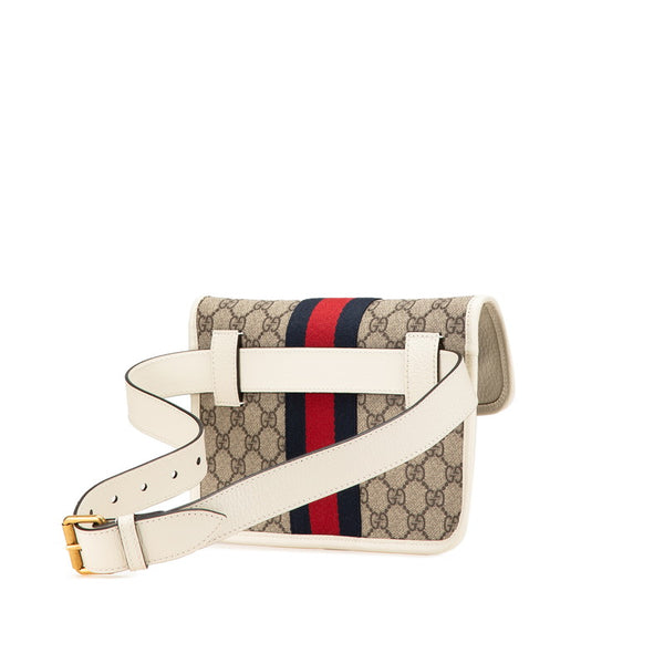 グッチ GGスプリーム シェリーライン ウエストバッグ 674081 ベージュ ホワイト PVC レザー レディース GUCCI 【中古】
