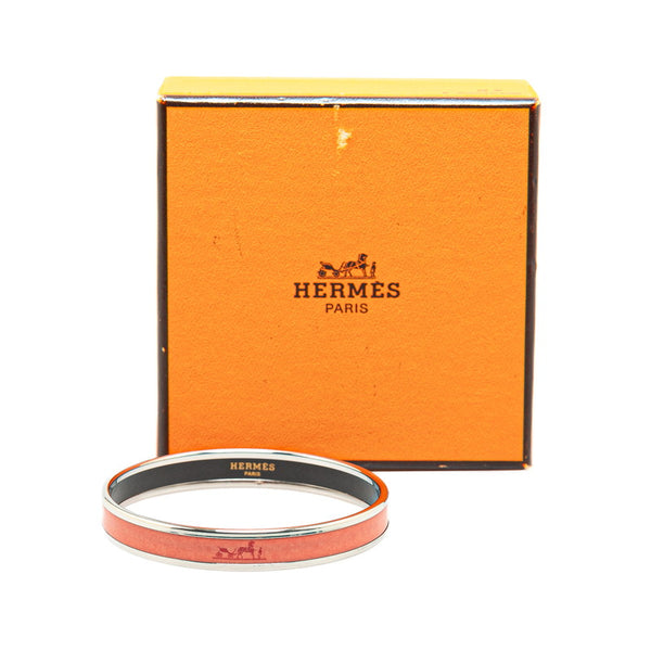 エルメス カレーシュ バングル サーモンピンク オレンジ メタル レディース HERMES 【中古】