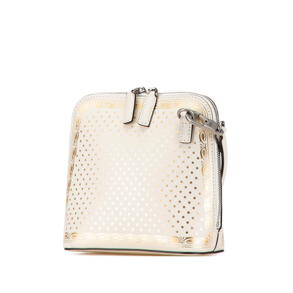 グッチ セガ SEGA コラボ GUCCYプリント ショルダーバッグ 511189 ホワイト ゴールド レザー レディース GUCCI 【中古】