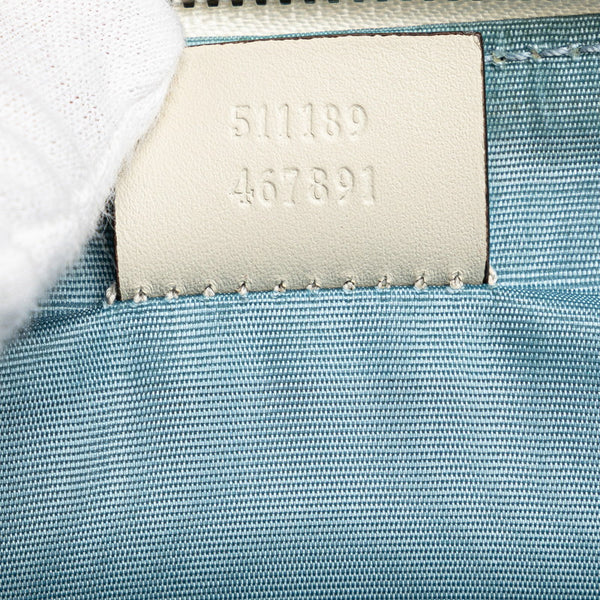 グッチ セガ SEGA コラボ GUCCYプリント ショルダーバッグ 511189 ホワイト ゴールド レザー レディース GUCCI 【中古】