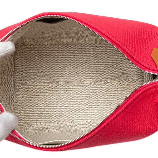 エルメス ブリッド ア ブラックPM ハンドバッグ ポーチ ハイビスカス ピンク トワルアッシュ レディース HERMES 【中古】