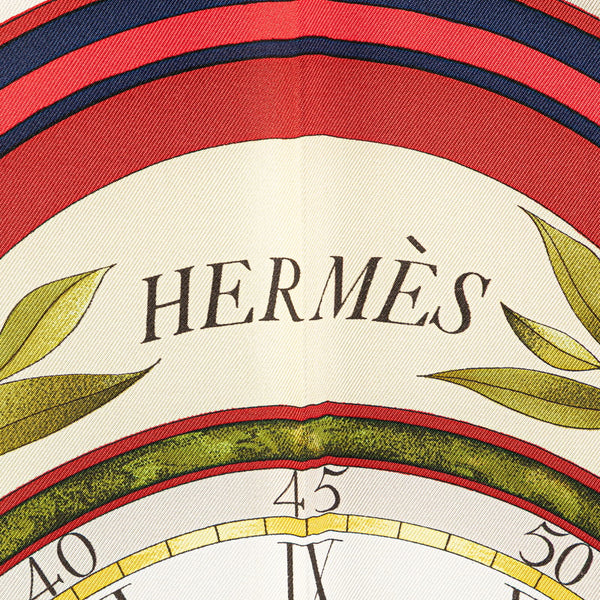 エルメス カレ90 la ronde des heures 時の輪舞 スカーフ ネイビー ホワイト マルチカラー シルク レディース HERMES 【中古】