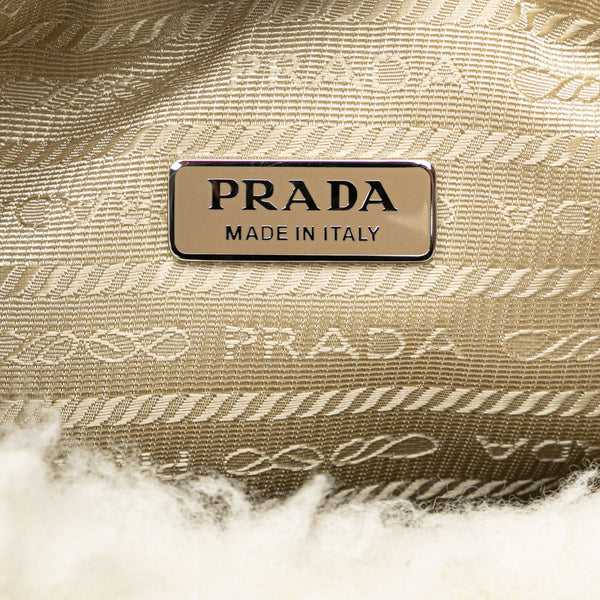 プラダ Re-Edition2005 ハンドバッグ ショルダーバッグ 2WAY 1BH204BOO ホワイト ウール レディース PRADA 【中古】