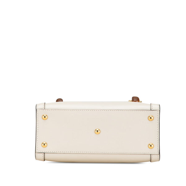 グッチ バンブー ダイアナ ミニ ハンドバッグ ショルダーバッグ 2WAY 655661 ホワイト レザー レディース GUCCI 【中古】