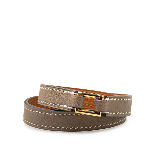 エルメス リヴァル ドゥブルトゥール T2 バングル エトゥープ グレージュ スイフト レディース HERMES 【中古】