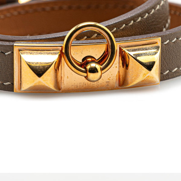 エルメス リヴァル ドゥブルトゥール T2 バングル エトゥープ グレージュ スイフト レディース HERMES 【中古】