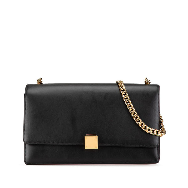 セリーヌ チェーン ショルダーバッグ ブラック ゴールド レザー レディース CELINE 【中古】