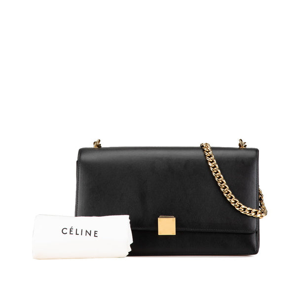 セリーヌ チェーン ショルダーバッグ ブラック ゴールド レザー レディース CELINE 【中古】