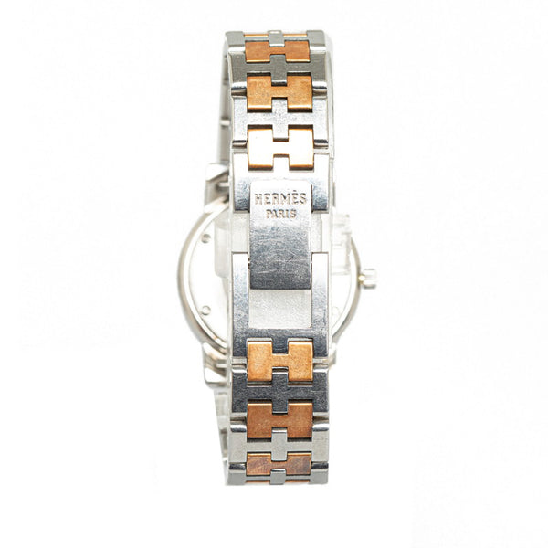 エルメス キャリック 腕時計 クオーツ ホワイト文字盤 ステンレススチール メッキ レディース HERMES 【中古】