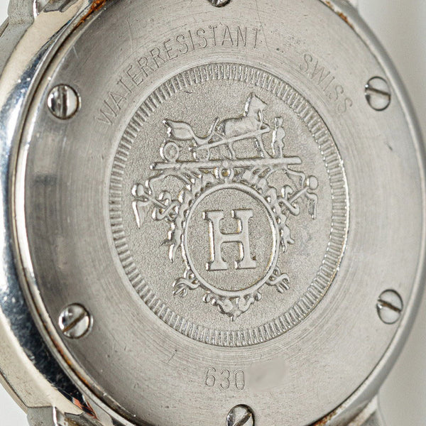 エルメス キャリック 腕時計 クオーツ ホワイト文字盤 ステンレススチール メッキ レディース HERMES 【中古】