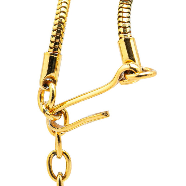 シャネル クローバー ココマーク ネックレス ゴールド ピンク メッキ プラスチック レディース CHANEL 【中古】