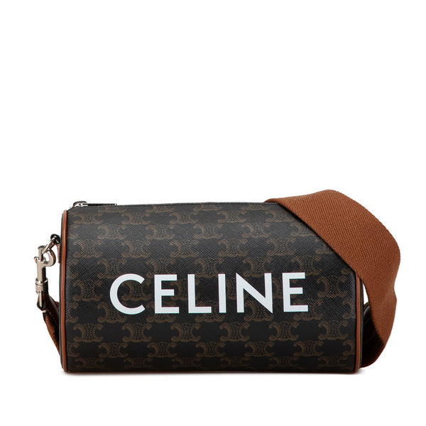 セリーヌ トリオンフ シリンダーバッグ ショルダーバッグ ブラウン ブラック PVC レザー レディース CELINE 【中古】