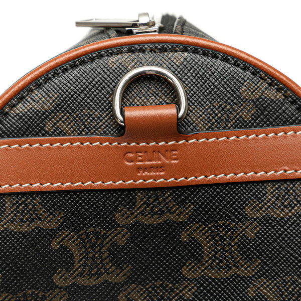 セリーヌ トリオンフ シリンダーバッグ ショルダーバッグ ブラウン ブラック PVC レザー レディース CELINE 【中古】