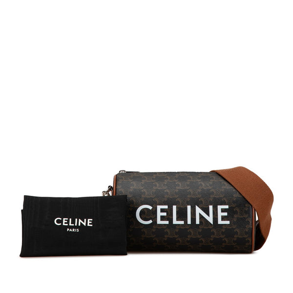 セリーヌ トリオンフ シリンダーバッグ ショルダーバッグ ブラウン ブラック PVC レザー レディース CELINE 【中古】