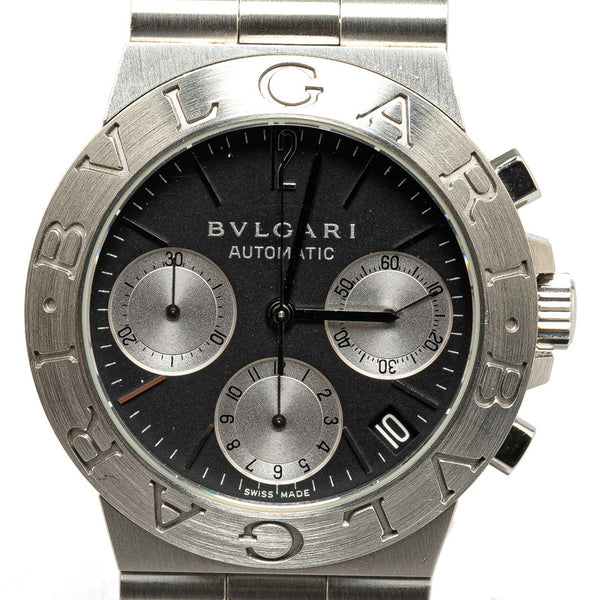 ブルガリ ディアゴノ スポーツ 腕時計 CH35S 自動巻き ブラック文字盤 ステンレススチール メンズ BVLGARI 【中古】