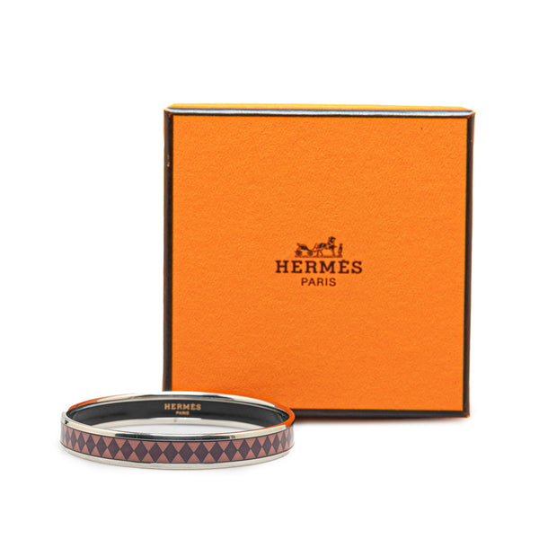 エルメス エマイユPM ダイヤ 七宝焼 バングル パープル シルバー メタル レディース HERMES 【中古】