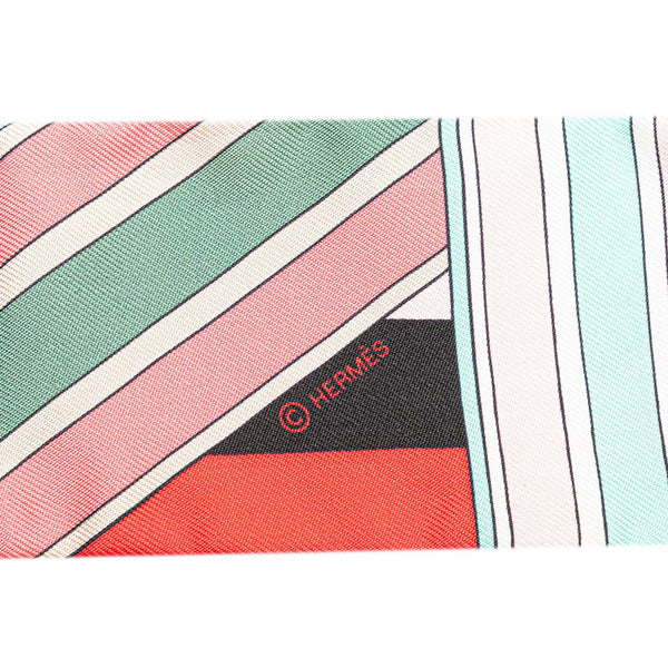 エルメス ツイリー SANGLES EN ZIGZAG ジグザグのサングル スカーフ ライトピンク マルチカラー シルク レディース HERMES 【中古】