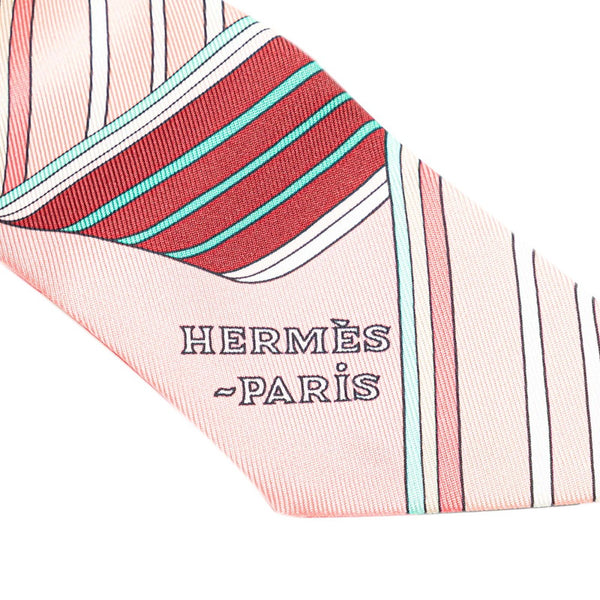 エルメス ツイリー SANGLES EN ZIGZAG ジグザグのサングル スカーフ ライトピンク マルチカラー シルク レディース HERMES 【中古】