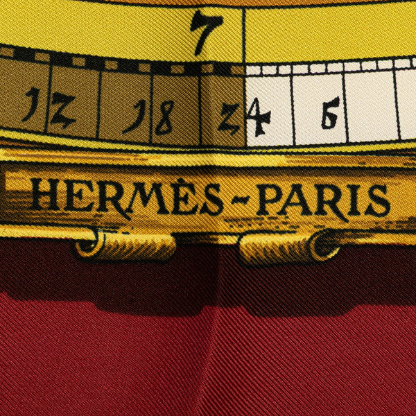 エルメス カレ90 DIES ET HORE 占星術 スカーフ ワインレッド マルチカラー シルク レディース HERMES 【中古】