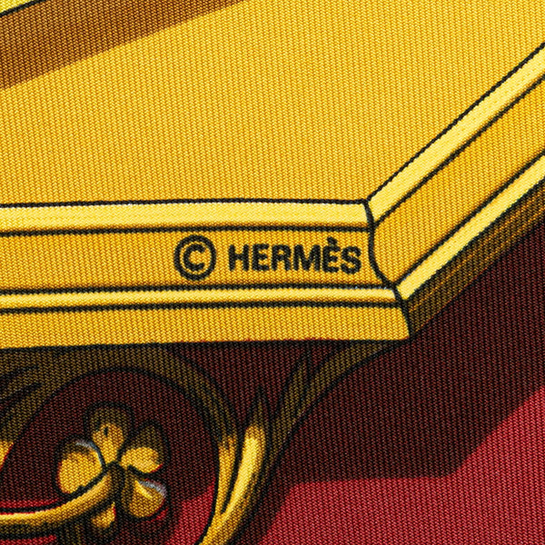 エルメス カレ90 DIES ET HORE 占星術 スカーフ ワインレッド マルチカラー シルク レディース HERMES 【中古】