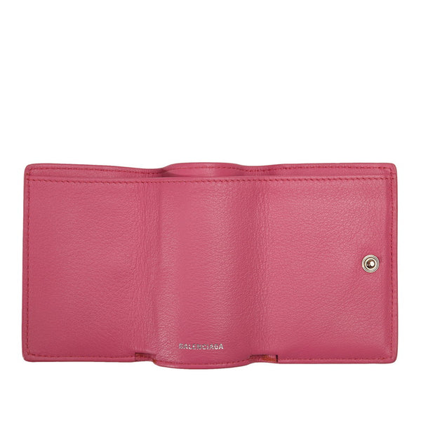 バレンシアガ ミニ ペーパーウォレット 二つ折り財布 391446 ピンク レザー レディース BALENCIAGA 【中古】