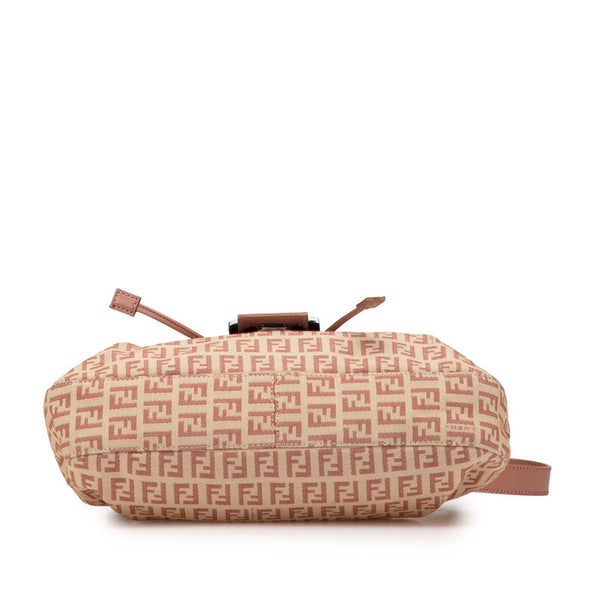 フェンディ ズッキーノ ワンショルダーバッグ ハンドバッグ 8BR282 ベージュ ピンク キャンバス レザー レディース FENDI 【中古】