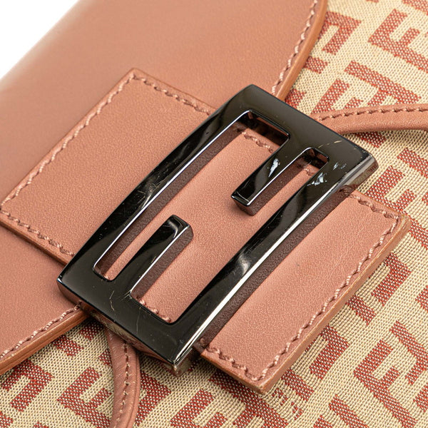 フェンディ ズッキーノ ワンショルダーバッグ ハンドバッグ 8BR282 ベージュ ピンク キャンバス レザー レディース FENDI 【中古】