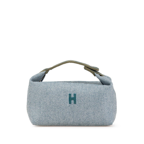 エルメス ブリッド ア ブラック GM バニティポーチ ハンドバッグ ブルーアビス ウール レディース HERMES 【中古】