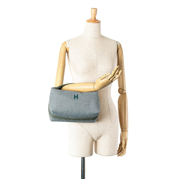 エルメス ブリッド ア ブラック GM バニティポーチ ハンドバッグ ブルーアビス ウール レディース HERMES 【中古】