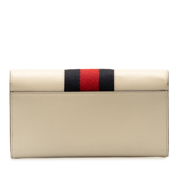 グッチ シルヴィ コンチネンタルウォレット 長財布 476084 ホワイト レザー レディース GUCCI 【中古】