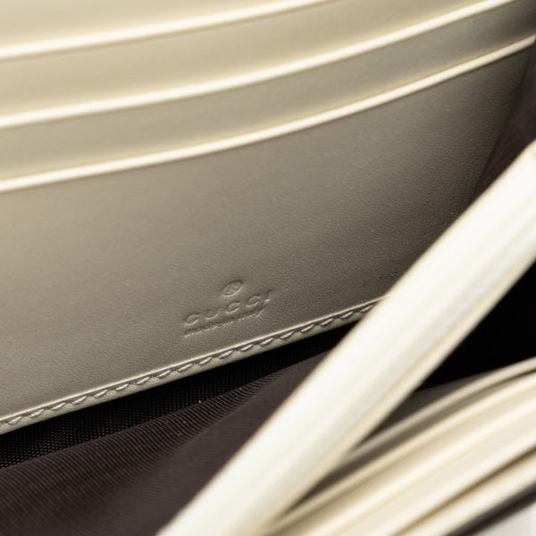 グッチ シルヴィ コンチネンタルウォレット 長財布 476084 ホワイト レザー レディース GUCCI 【中古】