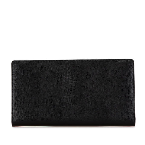 プラダ 長財布 ウォレットバッグ  クラッチバッグ ブラック レザー メンズ PRADA 【中古】