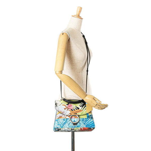 サルヴァトーレフェラガモ ガンチーニ フラワー 斜め掛け ハンドバッグ ショルダーバッグ 2WAY マルチカラー レザー レディース Salvatore Ferragamo 【中古】