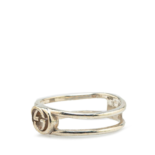 グッチ インターロッキングG スリム オープンバンド リング 指輪 #15 SV925 シルバー レディース GUCCI 【中古】