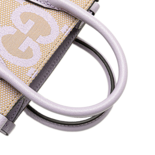 グッチ ジャンボGG ミニトートバッグ ハンドバッグ ショルダーバッグ 2WAY 671623 パープル ベージュ キャンバス レザー レディース GUCCI 【中古】