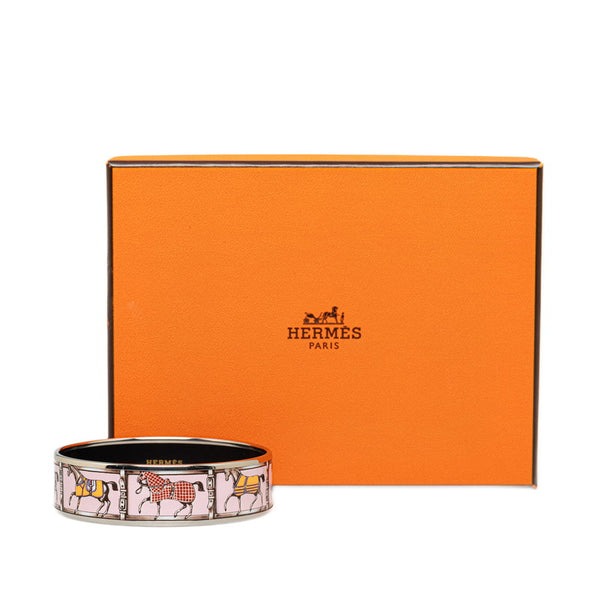 エルメス エマイユGM 馬 七宝焼き バングル シルバー ピンク マルチカラー メタル レディース HERMES 【中古】