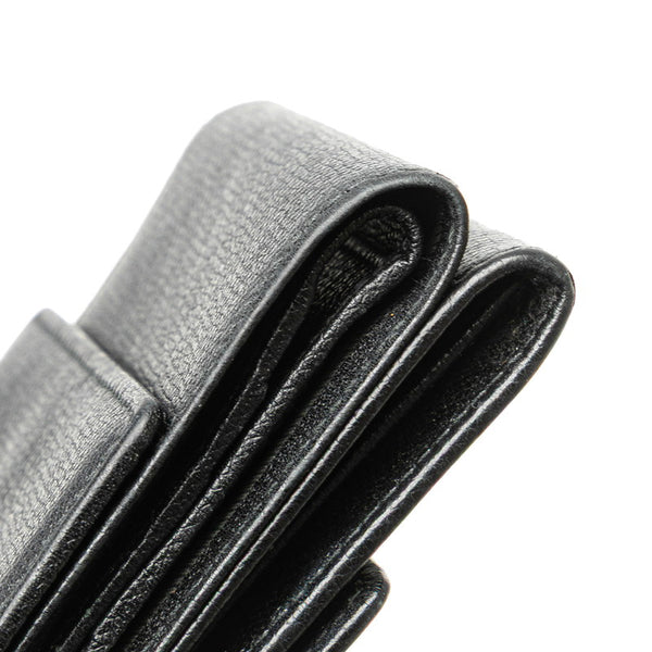 シャネル ココマーク 三つ折り財布 ブラック レザー レディース CHANEL 【中古】